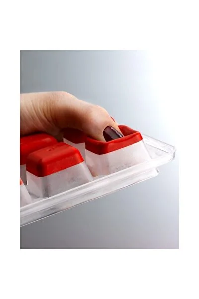 Kare Buz Kalıbı - Kare Taban Buzluk Silikon Yapışmaz Kapaklı 1 Adet 