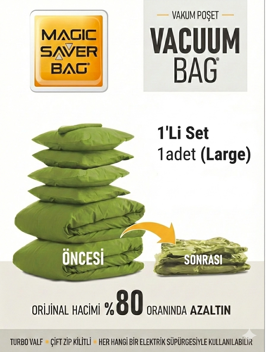 1 ADET (L) Vakumlu Poşet