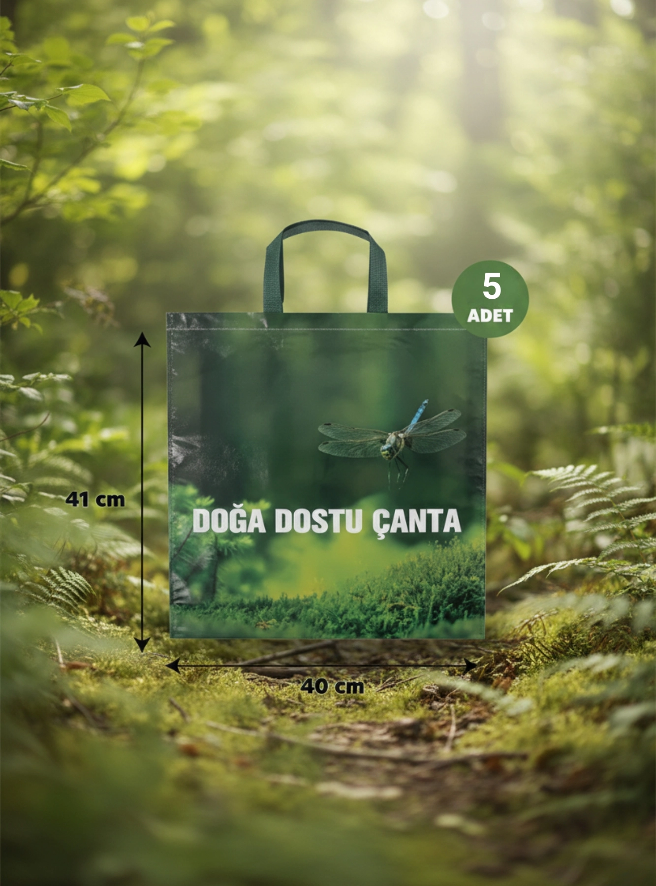  Körüklü Doğa Dostu Yeşil Alışveriş Poşeti