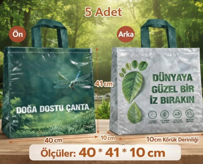  Körüklü Doğa Dostu Yeşil Alışveriş Poşeti