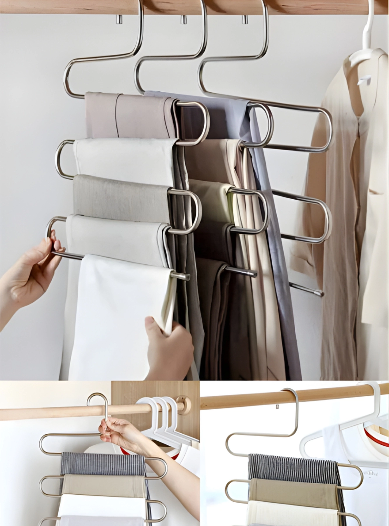  Metal Pantolon Eşarp Askısı 5 Katlı (6 Adet Askı)