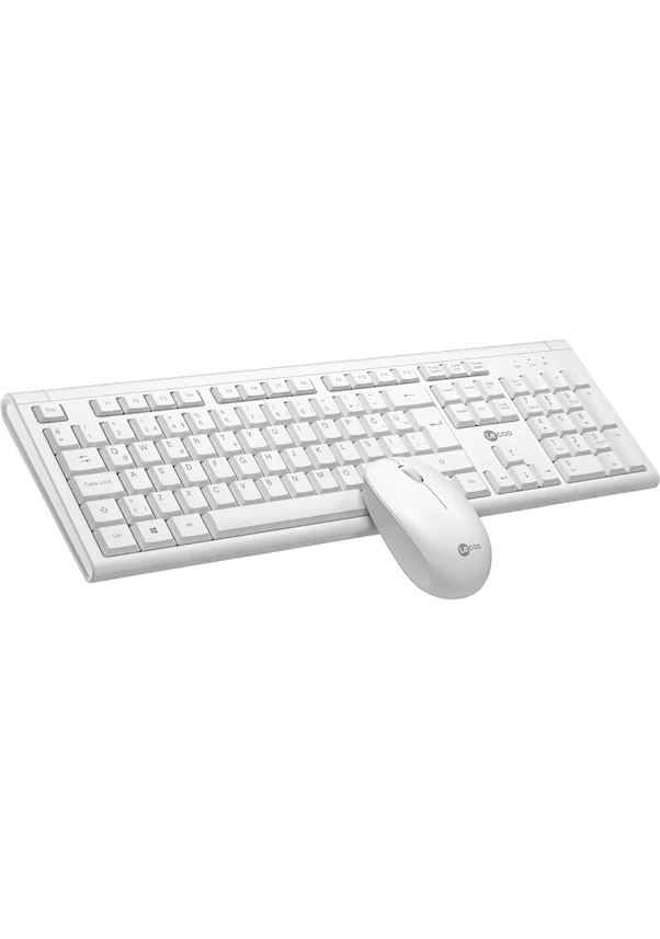 Klavye Mouse Kablosuz Set Lenovoo Lecoo KW200 Beyaz