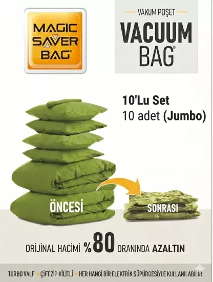 10 Adet (JUMBO) Vakumlu Poşet 