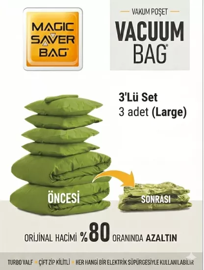 3 Adet ( L )  Vakumlu Poşet