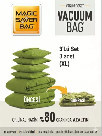 3 Adet (XL)  Vakumlu Poşet   