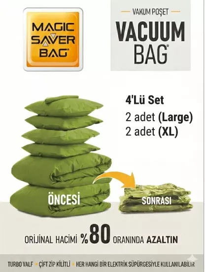 4 Adet (2L + 2XL) Vakumlu Poşet 