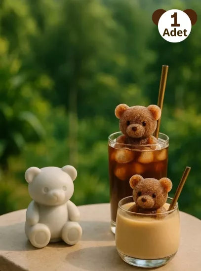 Figürlü Mini Sevimli Ayı Şeklinde Silikon Buz Kalıbı