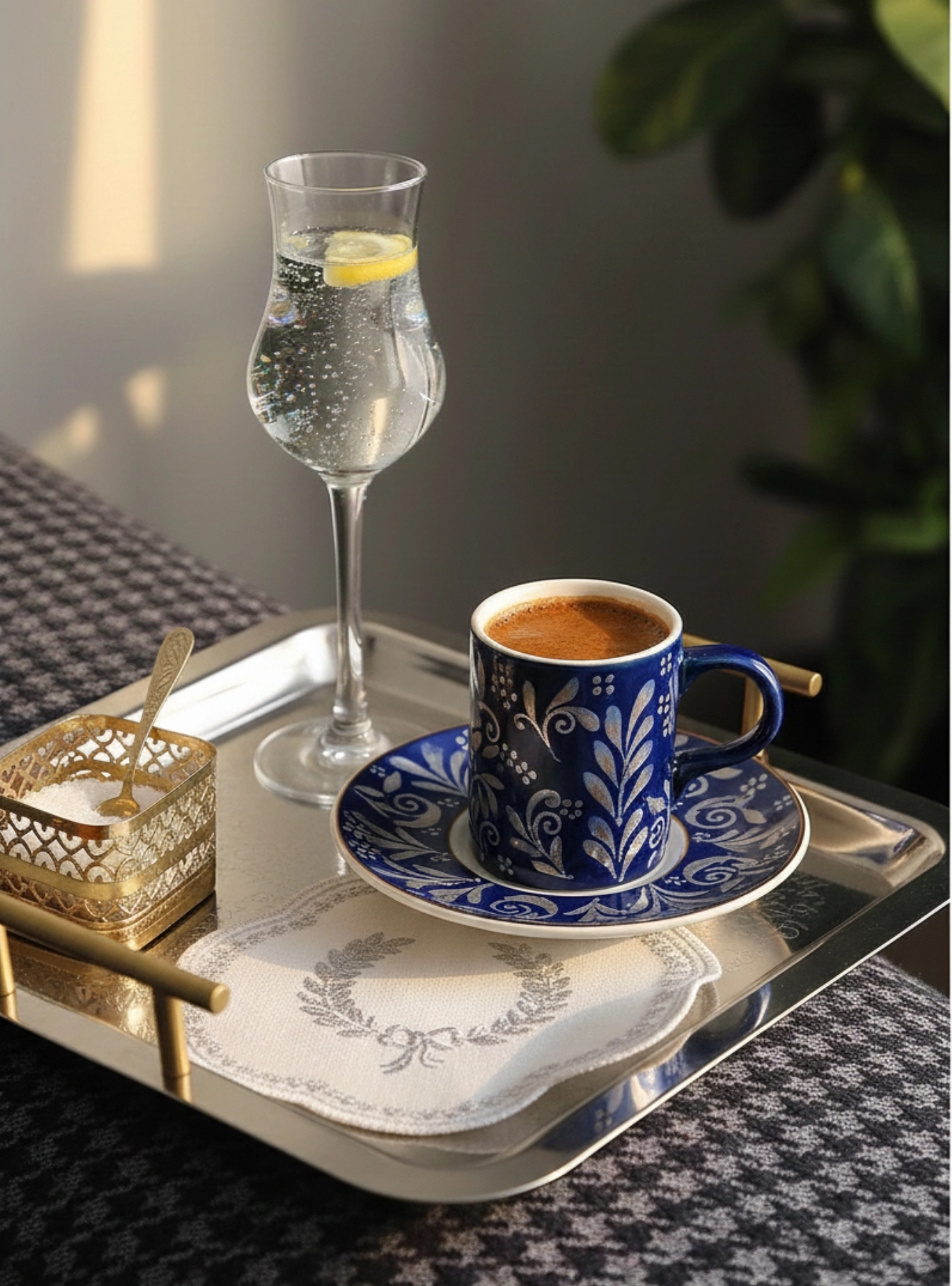  Kare Paslanmaz Çelik Gümüş Renk Tepsi Kahve Servis Sunum 