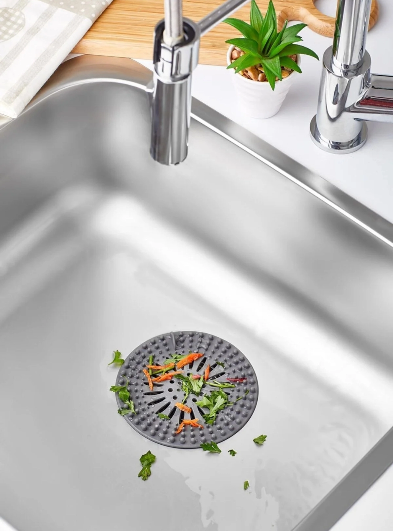 Süzgeçli Silikon Lavabo Ve Küvet Tıkacı Yuvarlak